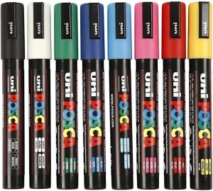 Kit Caneta Posca PC-5M: 8 Cores e Tinta à Base de Água